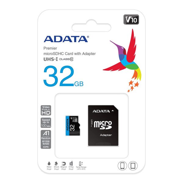 کارت حافظه microSDHC ADATA ای دیتا مدل Premier ظرفیت 32 گیگابایت به همراه آداپتور SD