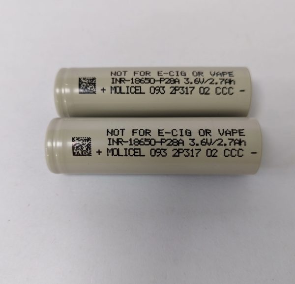 باتری لیتیوم یونی 18650 شارژی 3.7 ولت 2700 میلی آمپر ساعت Molicel مولیسل P28A 2700mAh 35A